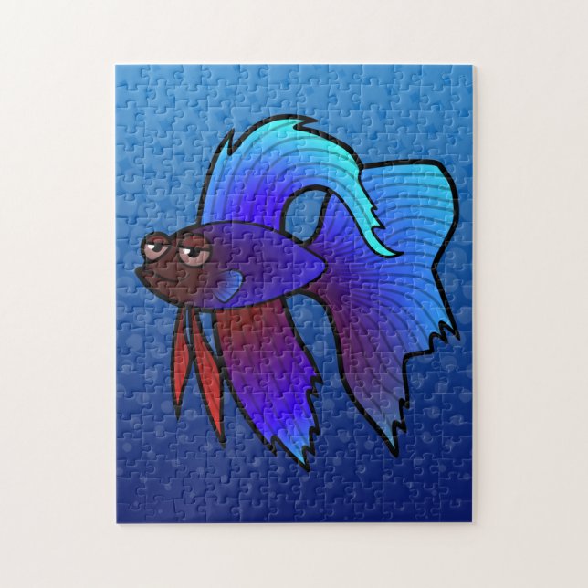 Puzzle Pez Betta de Dibujos Animados / Pez de Lucha Siamé (Vertical)