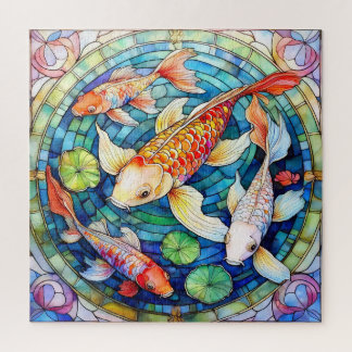 Puzzle Pez Koi en Vidrio Rojado