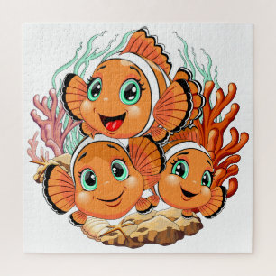 Puzzle Pez payaso Dibujo animado lindo Familia Submarino