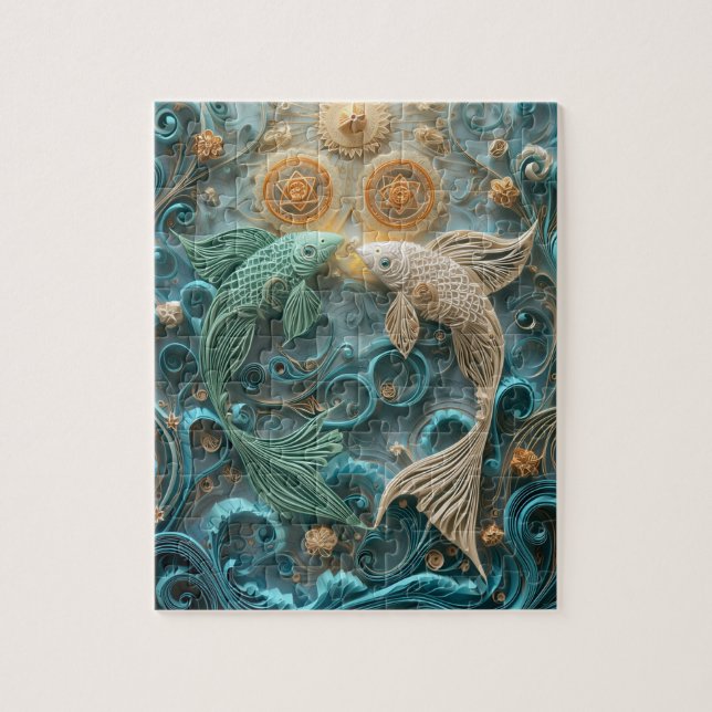 Puzzle Pez Piscis Soñador - Quilling de Papel (Vertical)