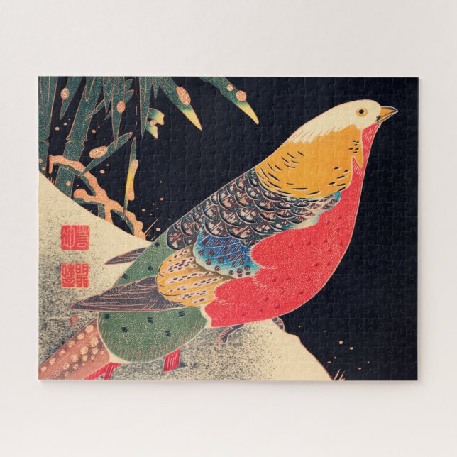 Puzzle Pheasant dorado en la nieve de Ito Jakuchu (Horizontal)