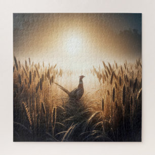 Puzzle Pheasant en un campo de trigo