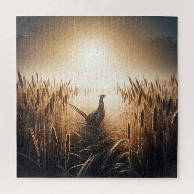 Puzzle Pheasant en un campo de trigo (Vertical)
