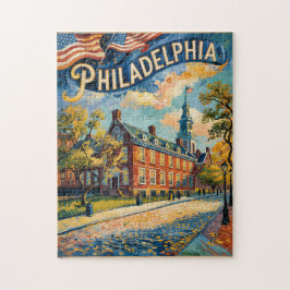 Puzzle Philadelphia Pennsylvania US Retro Van Gogh Travel