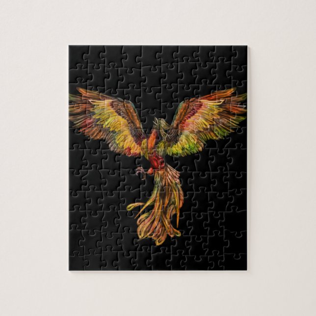 Puzzle Phoenix que sube - en negro (Vertical)