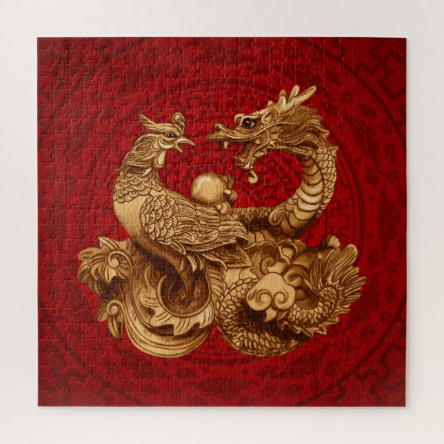 Puzzle Phoenix y Dragon - en rojo (Vertical)