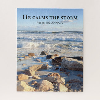 Puzzle Photo of Stormy Sea He Calms the Storm Bible Verse