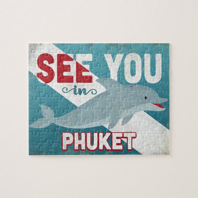 Puzzle Phuket Dolphin - Viaje retro vintage (Horizontal)