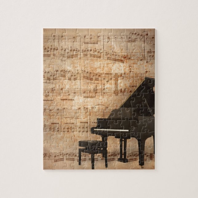 Puzzle Piano de cola con las notas de la música (Vertical)