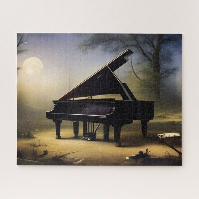 Puzzle Piano forestal iluminado por la luna | Arte digita (Horizontal)