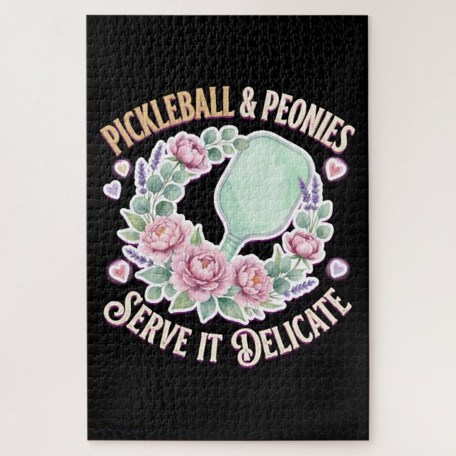 Puzzle Pickleball And Peonies Serve It Delicate (Vertical)