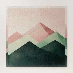 Puzzle Pico Pastel – Paisaje Geométrico de Montaña #1