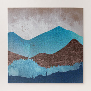 Puzzle Picos de montaña azul