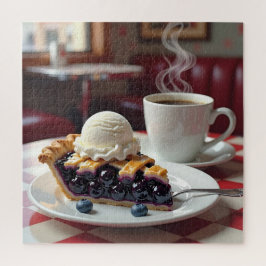 Puzzle Pie de arándano, helado y café