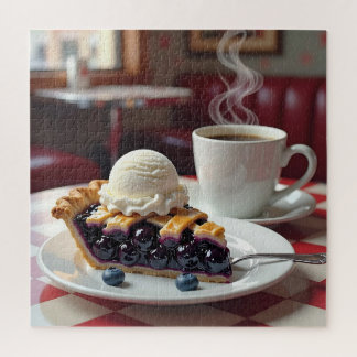 Puzzle Pie de arándano, helado y café