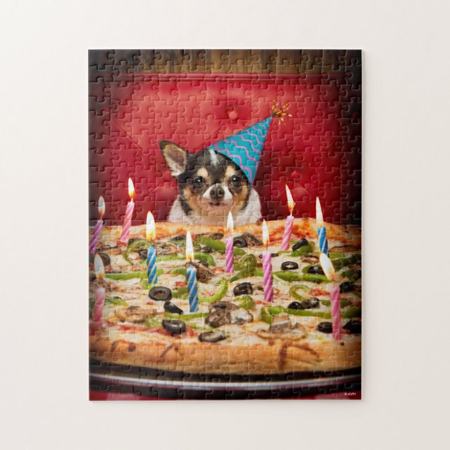 Puzzle Pie de pizza de cumpleaños de Chihuahua (Vertical)