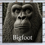 Puzzle Pie grande o Sasquatch Cerrar cara arriba<br><div class="desc">Sasquatch Cara de gorila Bigfoot en arte de ai blanco y negro.</div>