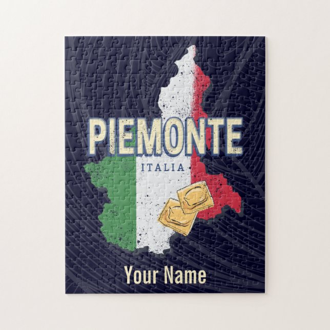 Puzzle Piedmont Italia Retro Región Mapa Pasta de cosecha (Vertical)