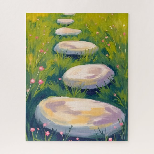 Puzzle Piedras para jardín acuarela (Vertical)