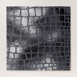 Puzzle Piel de serpiente negra metálica: Textura elegante