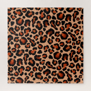 Puzzle Pieles de leopardo, acuarela, fondo sin costuras.