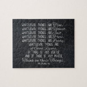 Puzzle Piense en escritura cristiana de la biblia de