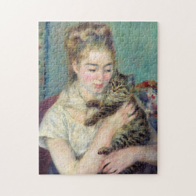 Puzzle Pierre-Auguste Renoir - Mujer con un gato (Vertical)