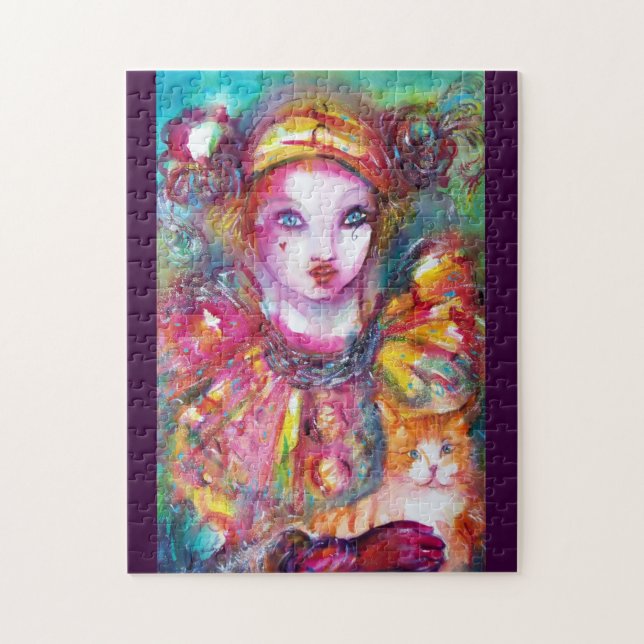 Puzzle PIERROT WITH CAT / Venetian Masquerade Masks (Vertical)
