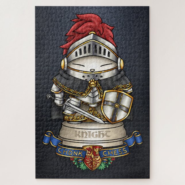 Puzzle Pieza de ajedrez Knight para gato real (Vertical)