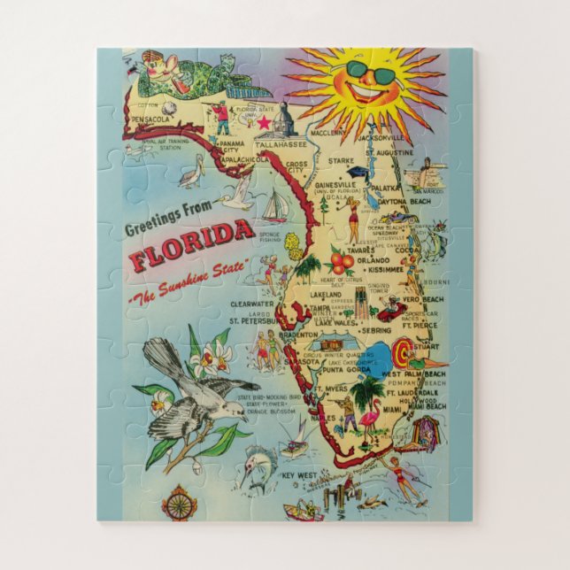Puzzle Pieza grande del mapa de Florida 16x20 (Vertical)