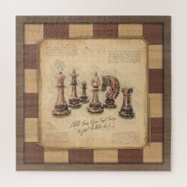 Puzzle Piezas de ajedrez y ajedrez antiguas, regalo para 