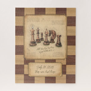 Puzzle Piezas de ajedrez y ajedrez antiguas, regalo para