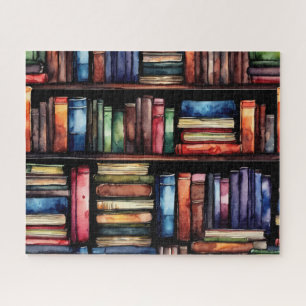 Puzzle Pila de acuarela pintada de libros de lectura