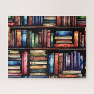 Puzzle Pila de acuarela pintada de libros de lectura