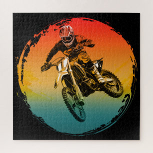 Puzzle piloto de motocicleta de motocross vintage