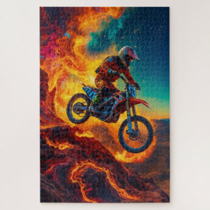 Puzzle Piloto de Motocross Escapando del Fuego