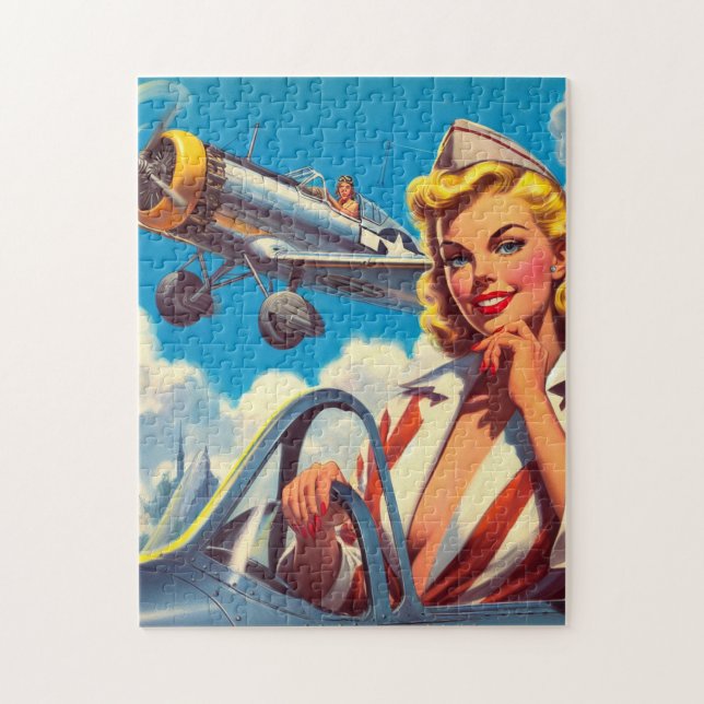 Puzzle Pin-up de avión retro (Vertical)