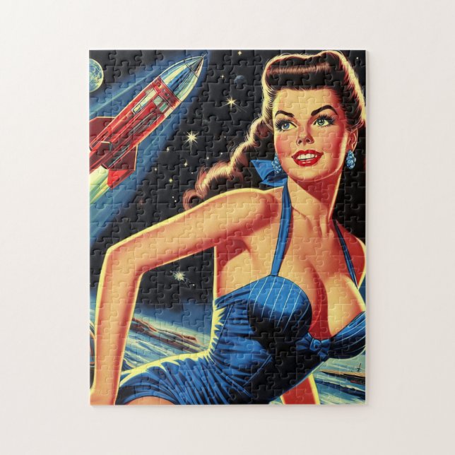 Puzzle Pin-up de espacio retro (Vertical)