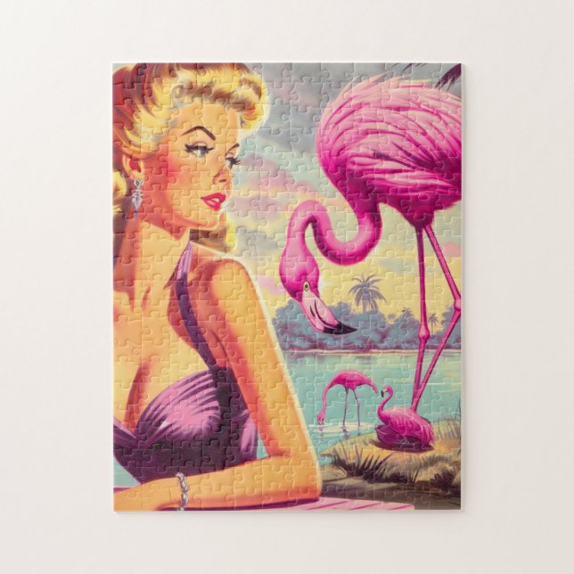 Puzzle Pin-up Flamingo Tropical (Vertical)
