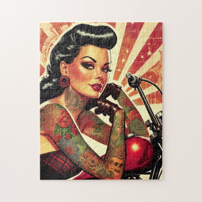 Puzzle Pin-up Retro Biker (Vertical)