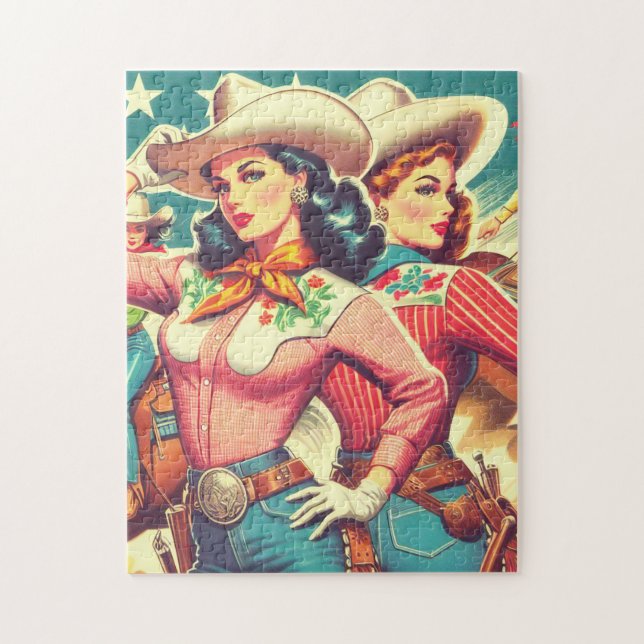 Puzzle Pin-ups Retro Cowgirls (Vertical)