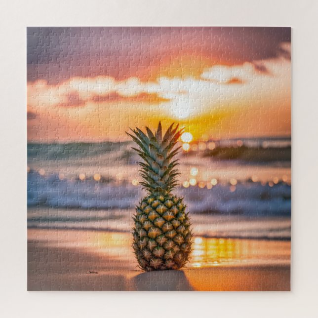 Puzzle Piña en la playa tropical (Vertical)