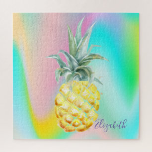 Puzzle Piña holográfica ombre abstracta