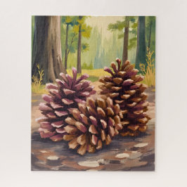 Puzzle Piñas | Bosque Otoñal Acuarela