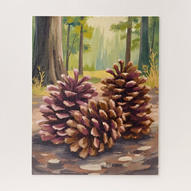 Puzzle Piñas | Bosque Otoñal Acuarela (Vertical)