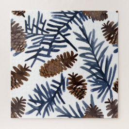Puzzle Piñas y Ramas | Pintura de Invierno en Acuarela