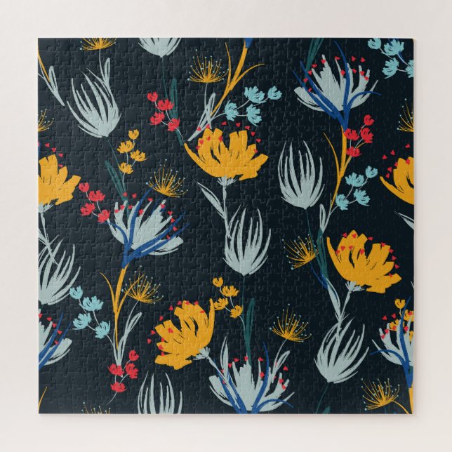 Puzzle Pincel floral de contraste: negro sin foco (Vertical)