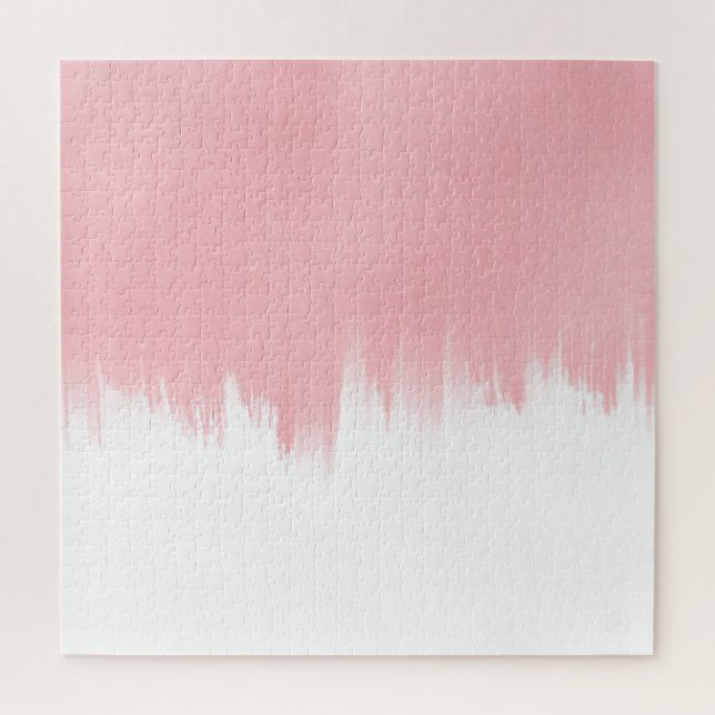 Puzzle Pincel rosado moderno pincelada diseño blanco (Vertical)