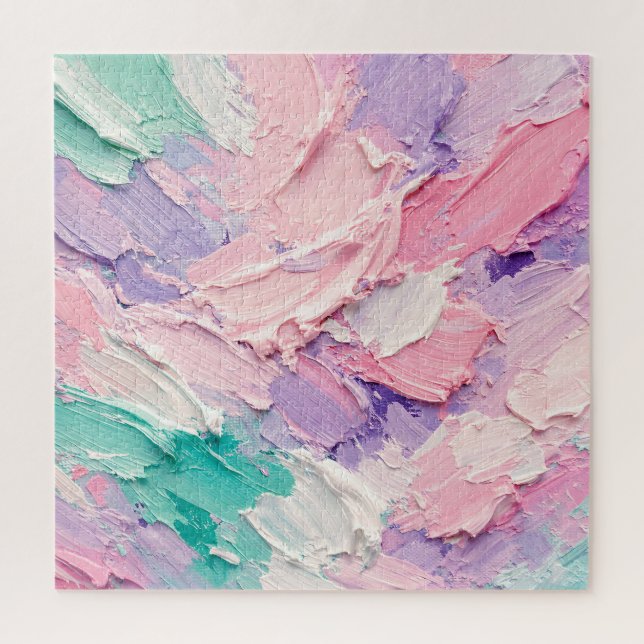 Puzzle Pincelada abstracta impasto pastel (Vertical)