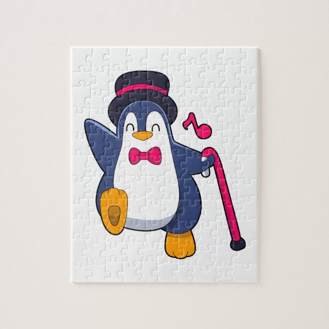 Puzzle Pingüino como Groom con el empate (Vertical)